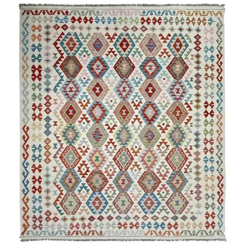 Afghan Vegetable Kilim Rug 8'4" x 9'10" Flat-Weave | No. AL541941