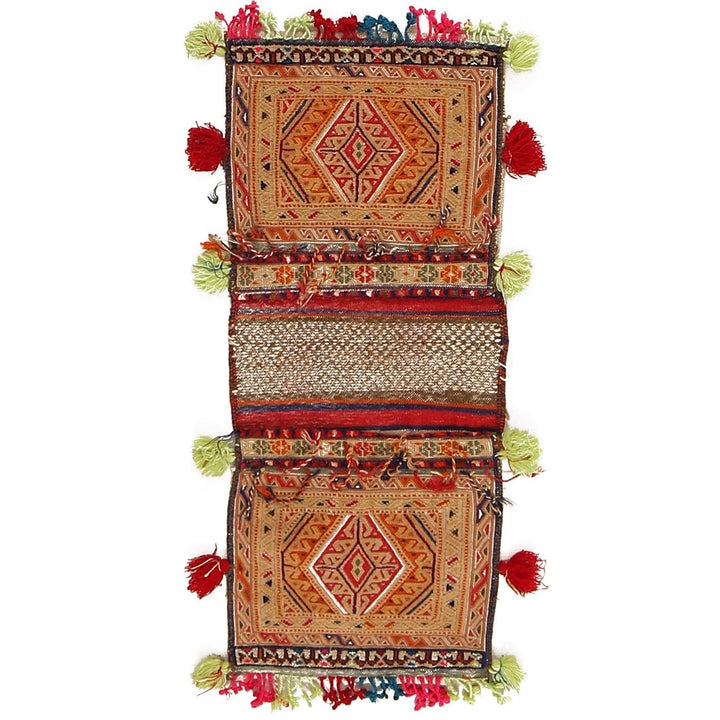 Afghan Belouch Saddle Bag 1' 1" x 2' 7" Hand-Knotted | No. AL54218