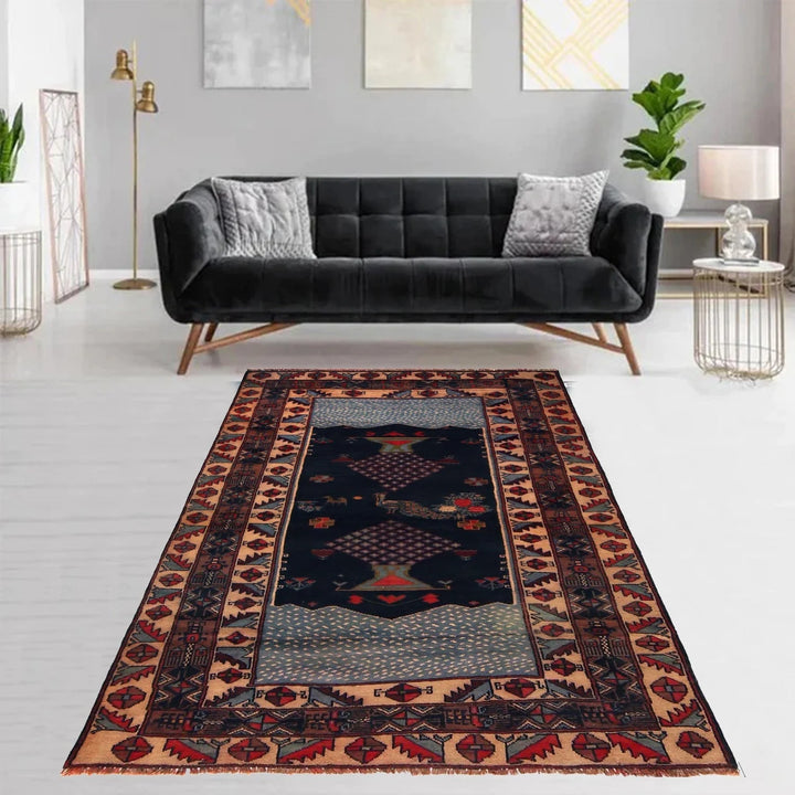 Afghan Pictorial Rug 3' 5" x 6' 0" Hand-Knotted | No. AL54236