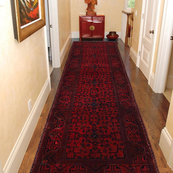 Red Afghan Khal Mohammadi Rug 2' 8" x 9' 7" Hand-Knotted | No. AL54316