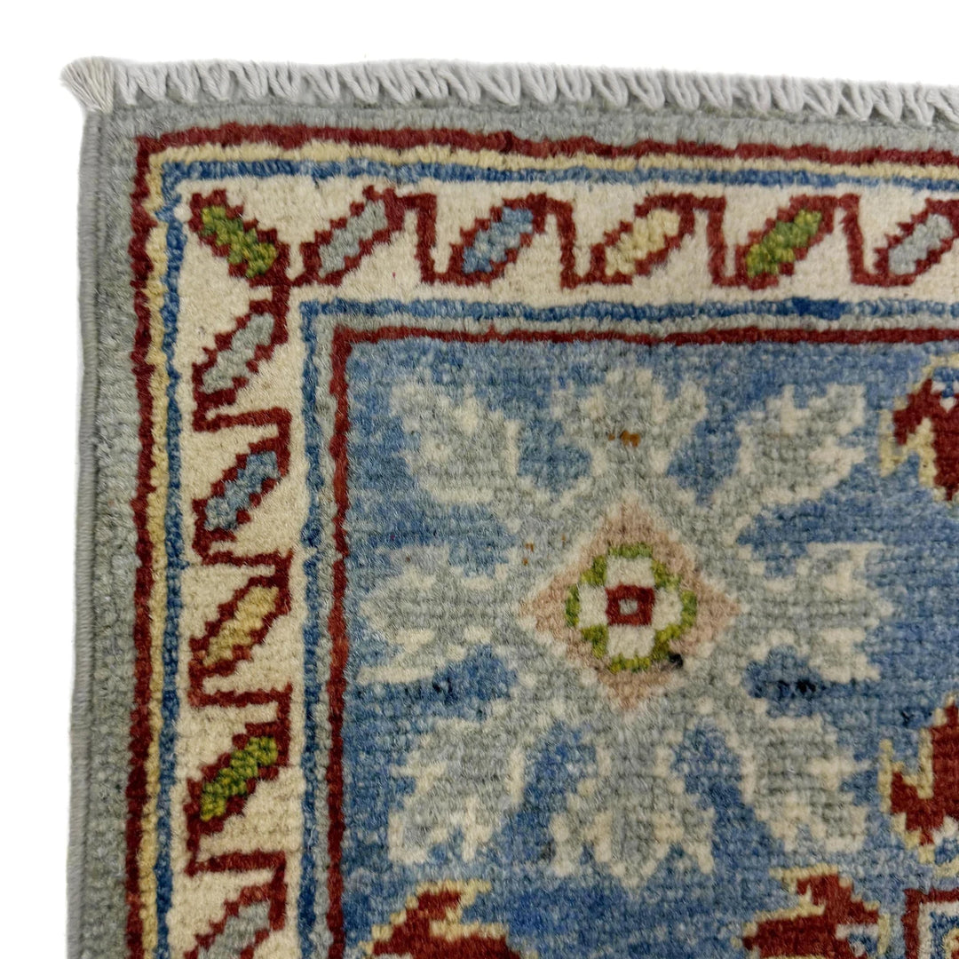 Gray Afghan Kazak Rug 3' 11" x 5' 8" Hand-Knotted | No. AL54345