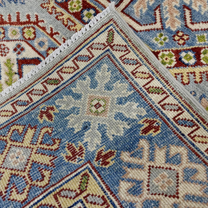 Gray Afghan Kazak Rug 3' 11" x 5' 8" Hand-Knotted | No. AL54345