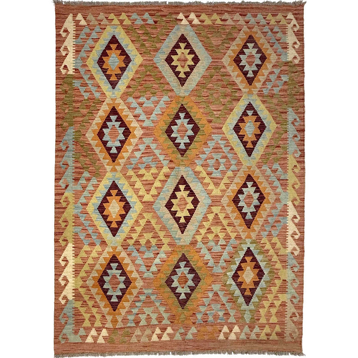 Afghan Vegetable Kelim Rug 4' 7" x 6' 6" Flat-Weave | No. AL54356