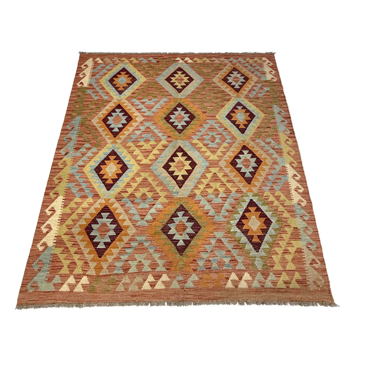 Afghan Vegetable Kelim Rug 4' 7" x 6' 6" Flat-Weave | No. AL54356