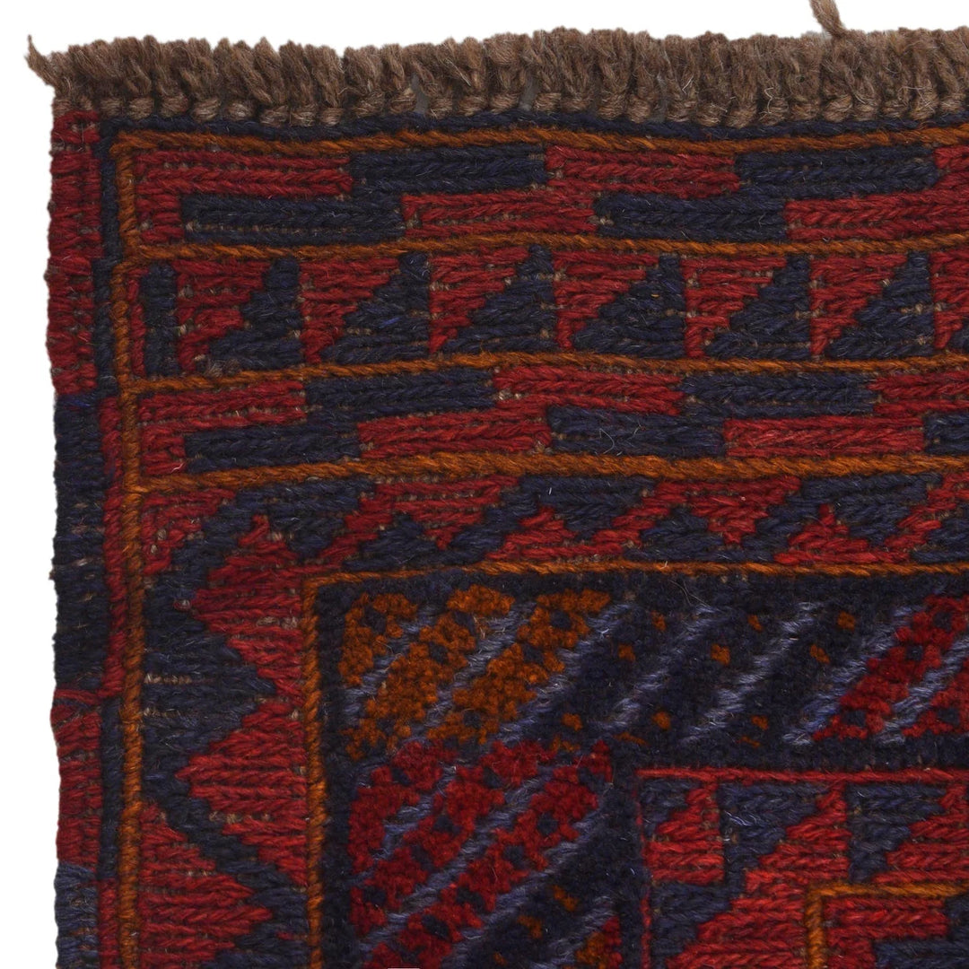 Red Afghan Mashwani Rug 4' 11" x 6' 1" Hand-Knotted | No. AL54402
