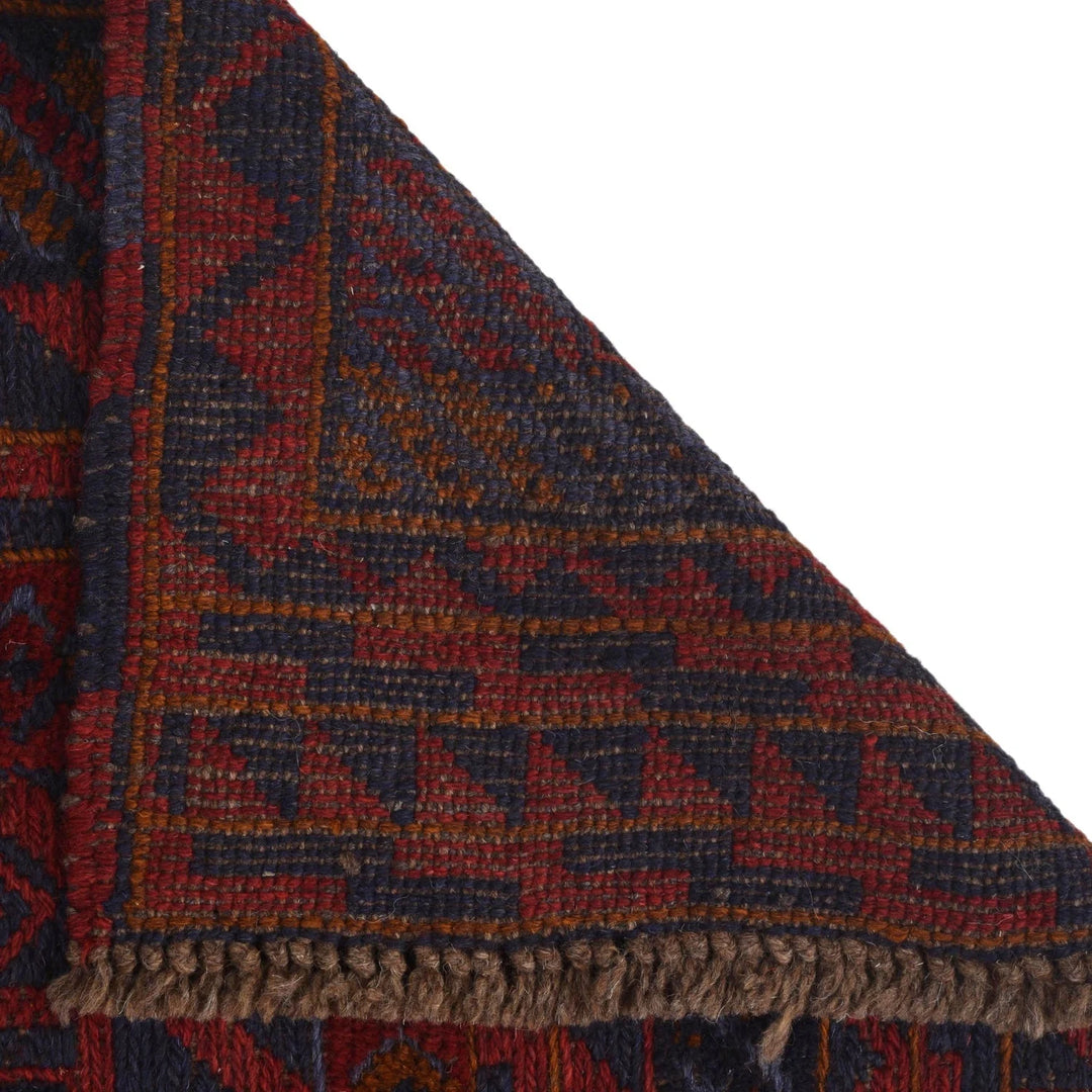 Red Afghan Mashwani Rug 4' 11" x 6' 1" Hand-Knotted | No. AL54402
