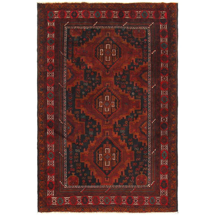 Afghan Baluchi Rug 4' 2" x 6' 2" Hand-Knotted | No. AL54403