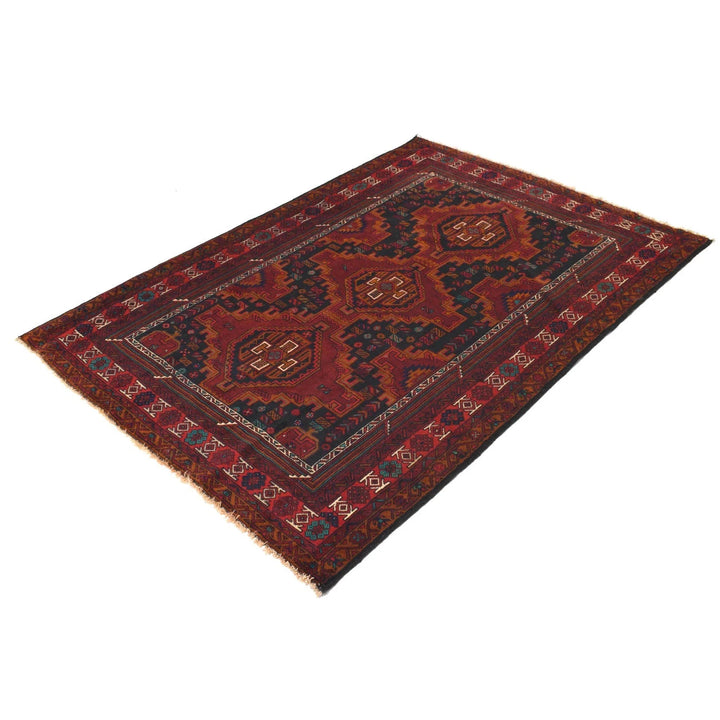 Afghan Baluchi Rug 4' 2" x 6' 2" Hand-Knotted | No. AL54403