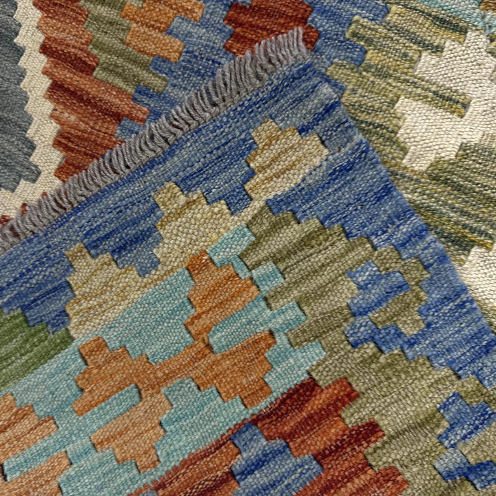 Afghan Vegetable Kilim Rug 6'3" x 7'3" Flat-Weave | No. AL544053