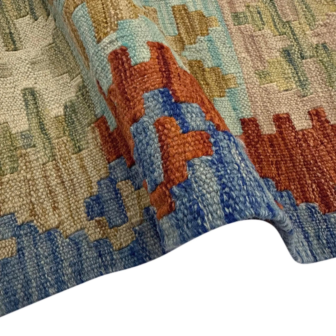 Afghan Vegetable Kilim Rug 6'3" x 7'3" Flat-Weave | No. AL544053