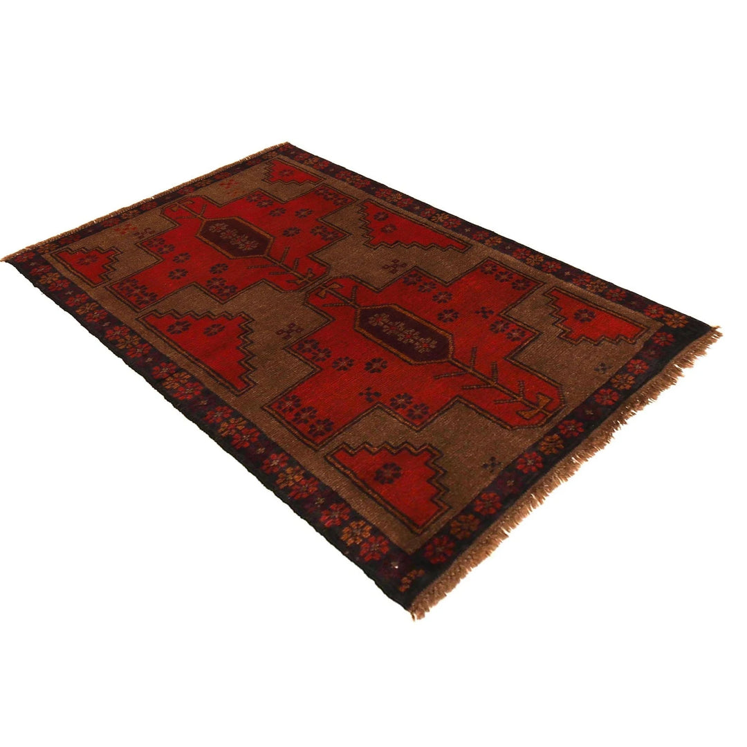 Afghan Baluchi Rug 2' 9" x 4' 6" Hand-Knotted | No. AL54407