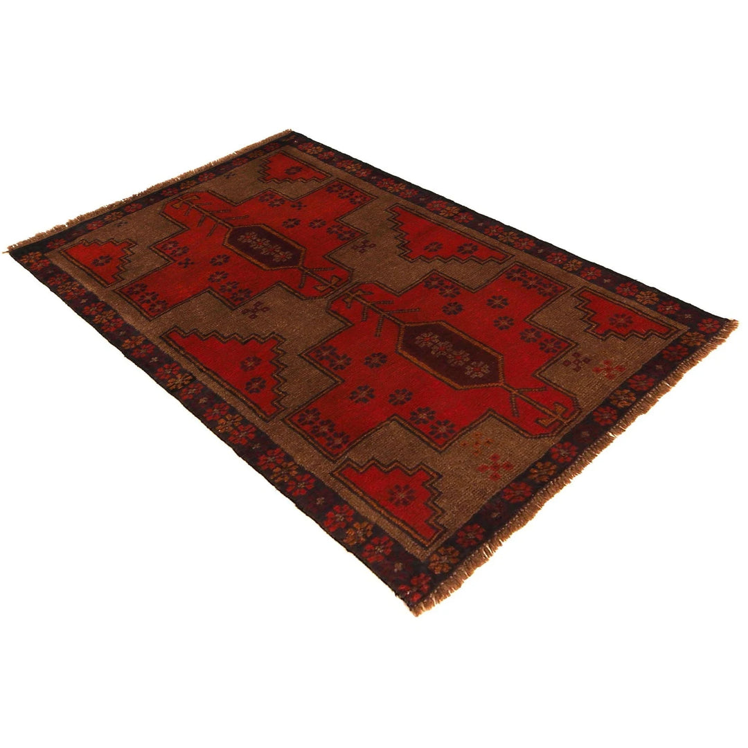 Afghan Baluchi Rug 2' 9" x 4' 6" Hand-Knotted | No. AL54407