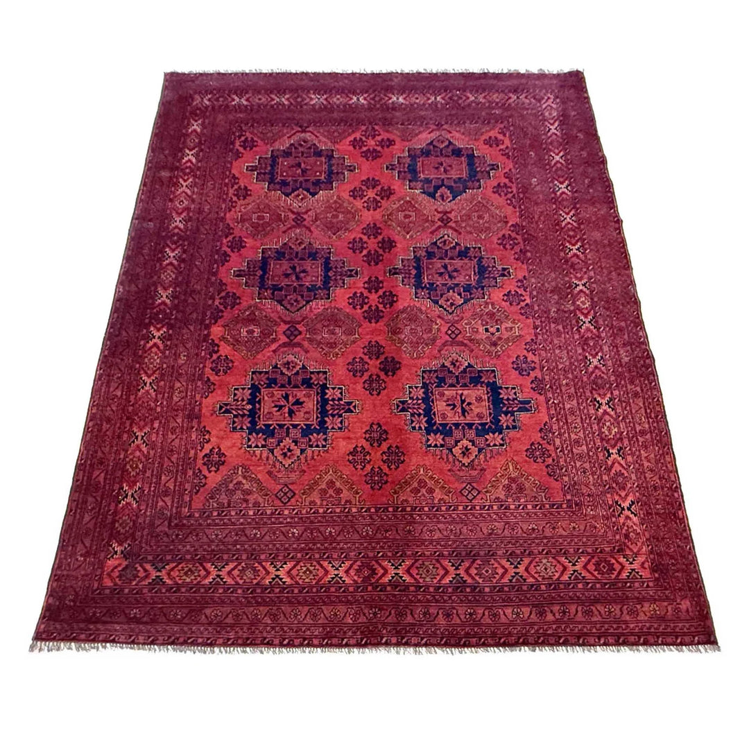 Red Afghan Khal Mohammadi Rug 6' 8" x 9' 2" Hand-Knotted | No. AL54551