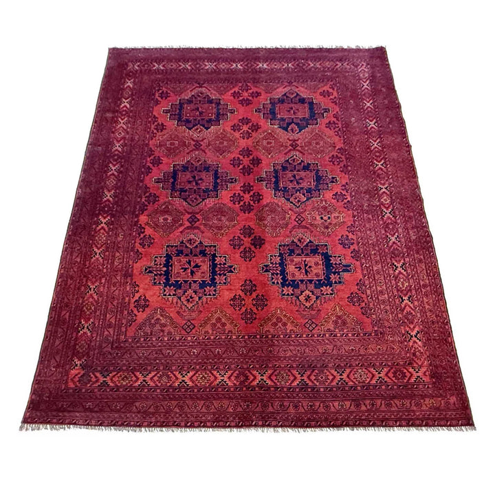 Red Afghan Khal Mohammadi Rug 6' 8" x 9' 2" Hand-Knotted | No. AL54551