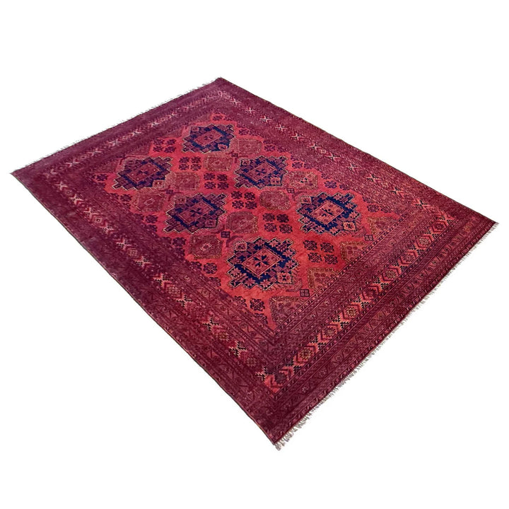 Red Afghan Khal Mohammadi Rug 6' 8" x 9' 2" Hand-Knotted | No. AL54551