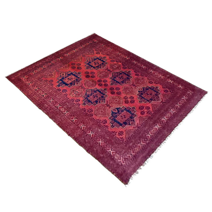 Red Afghan Khal Mohammadi Rug 6' 8" x 9' 2" Hand-Knotted | No. AL54551