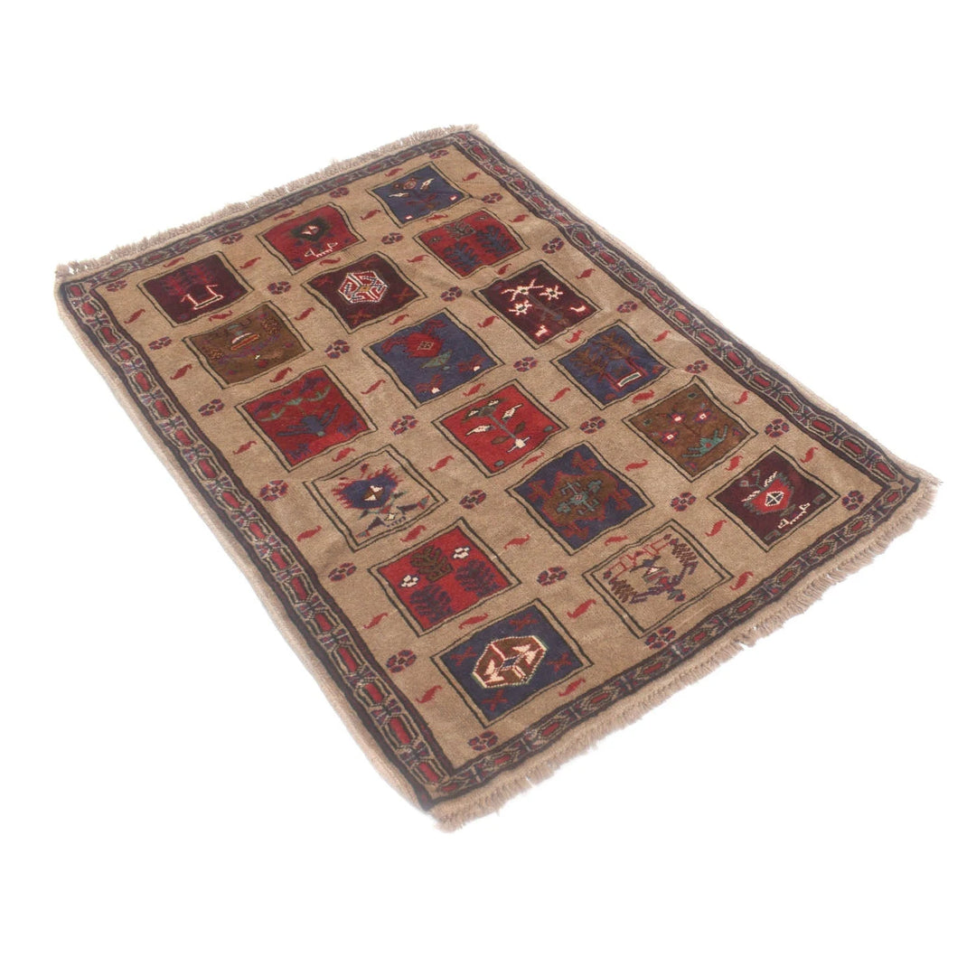 Brown Afghan Baluchi Rug 3' 0" x 4' 0" Hand-Knotted | No. AL54569
