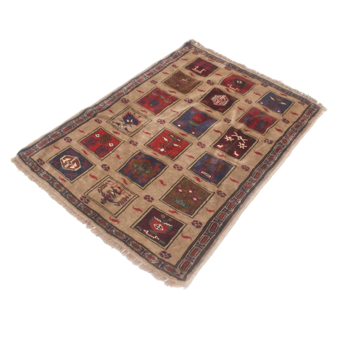 Brown Afghan Baluchi Rug 3' 0" x 4' 0" Hand-Knotted | No. AL54569