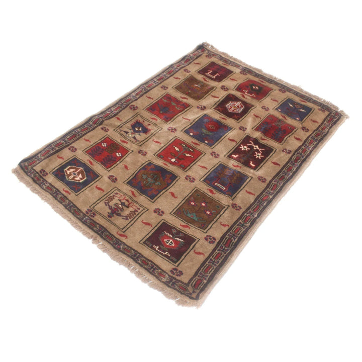 Brown Afghan Baluchi Rug 3' 0" x 4' 0" Hand-Knotted | No. AL54569