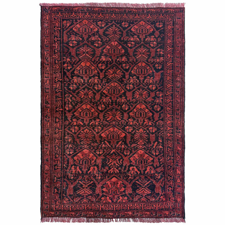 Afghan Baluchi Rug 2' 8" x 4' 1" Hand-Knotted | No. AL54571