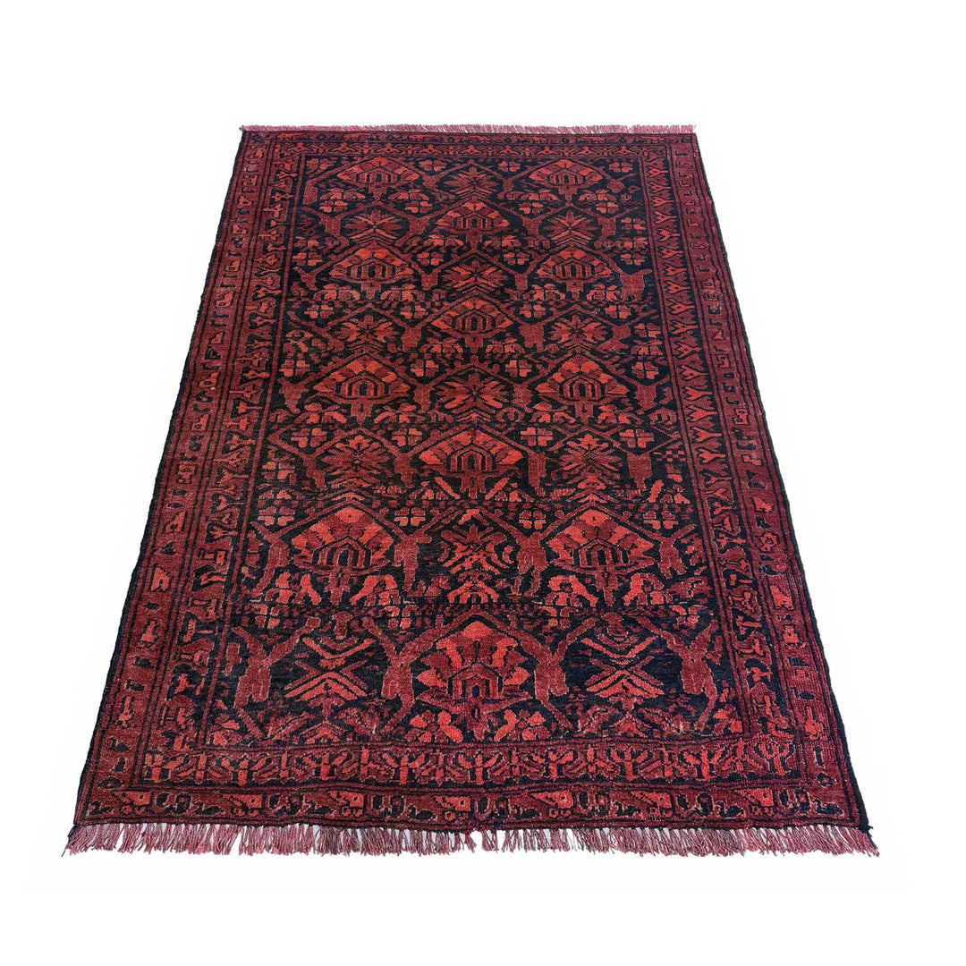 Afghan Baluchi Rug 2' 8" x 4' 1" Hand-Knotted | No. AL54571