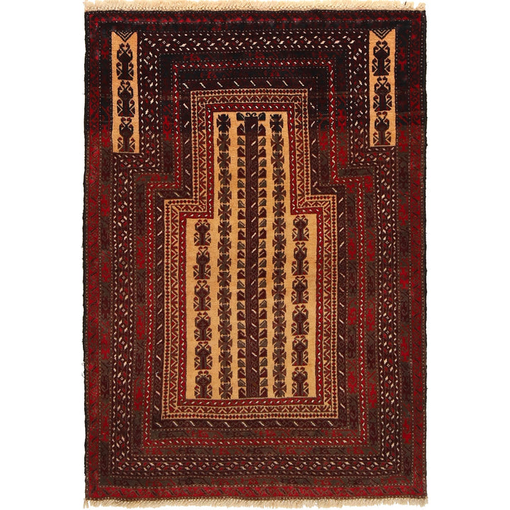 Afghan Prayer Rug 2'11" x 4'4" Hand-Knotted | No. AL54575