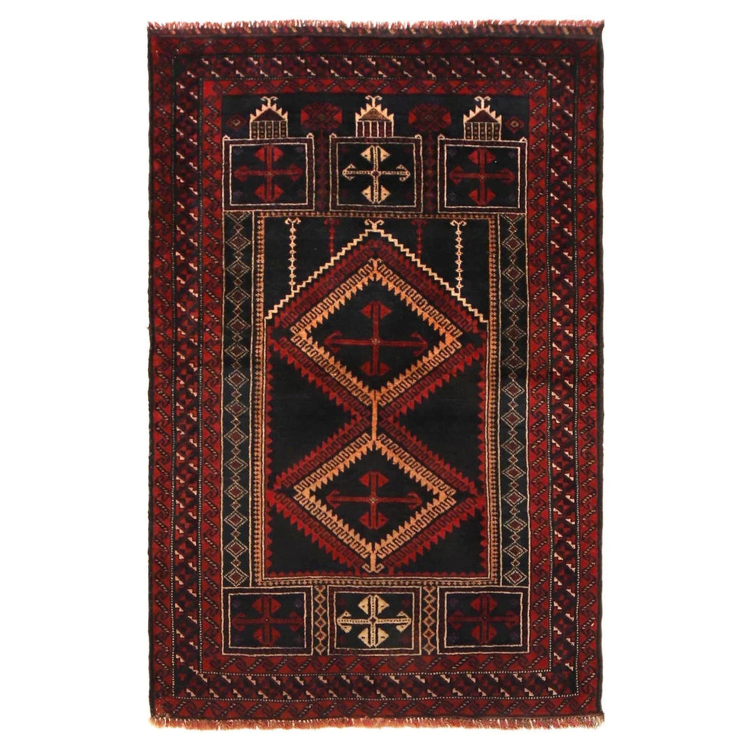 Afghan Prayer Rug 2' 11" x 4' 6" Hand-Knotted | No. AL54624