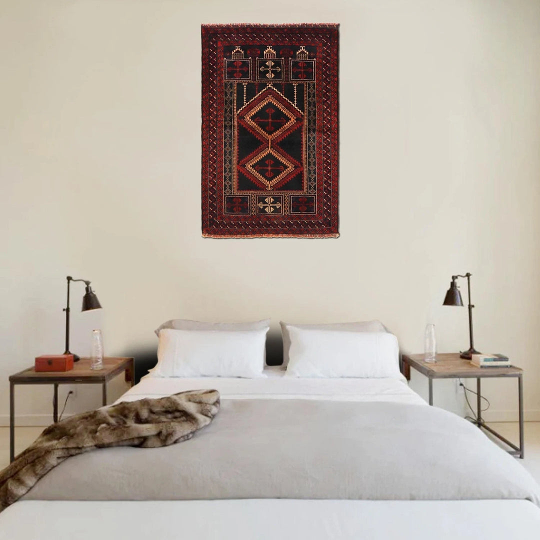 Afghan Prayer Rug 2' 11" x 4' 6" Hand-Knotted | No. AL54624