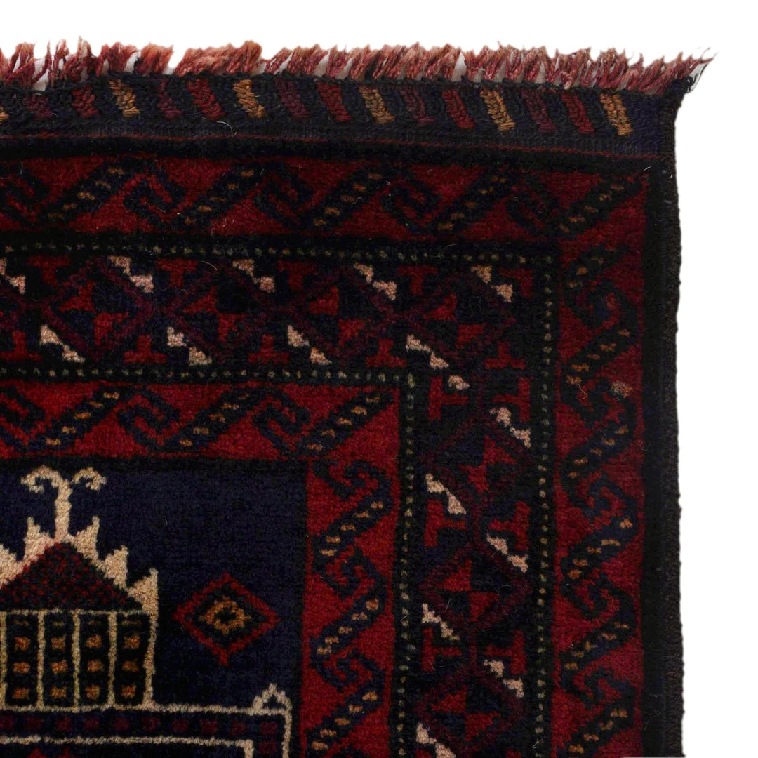 Afghan Prayer Rug 2' 11" x 4' 6" Hand-Knotted | No. AL54624