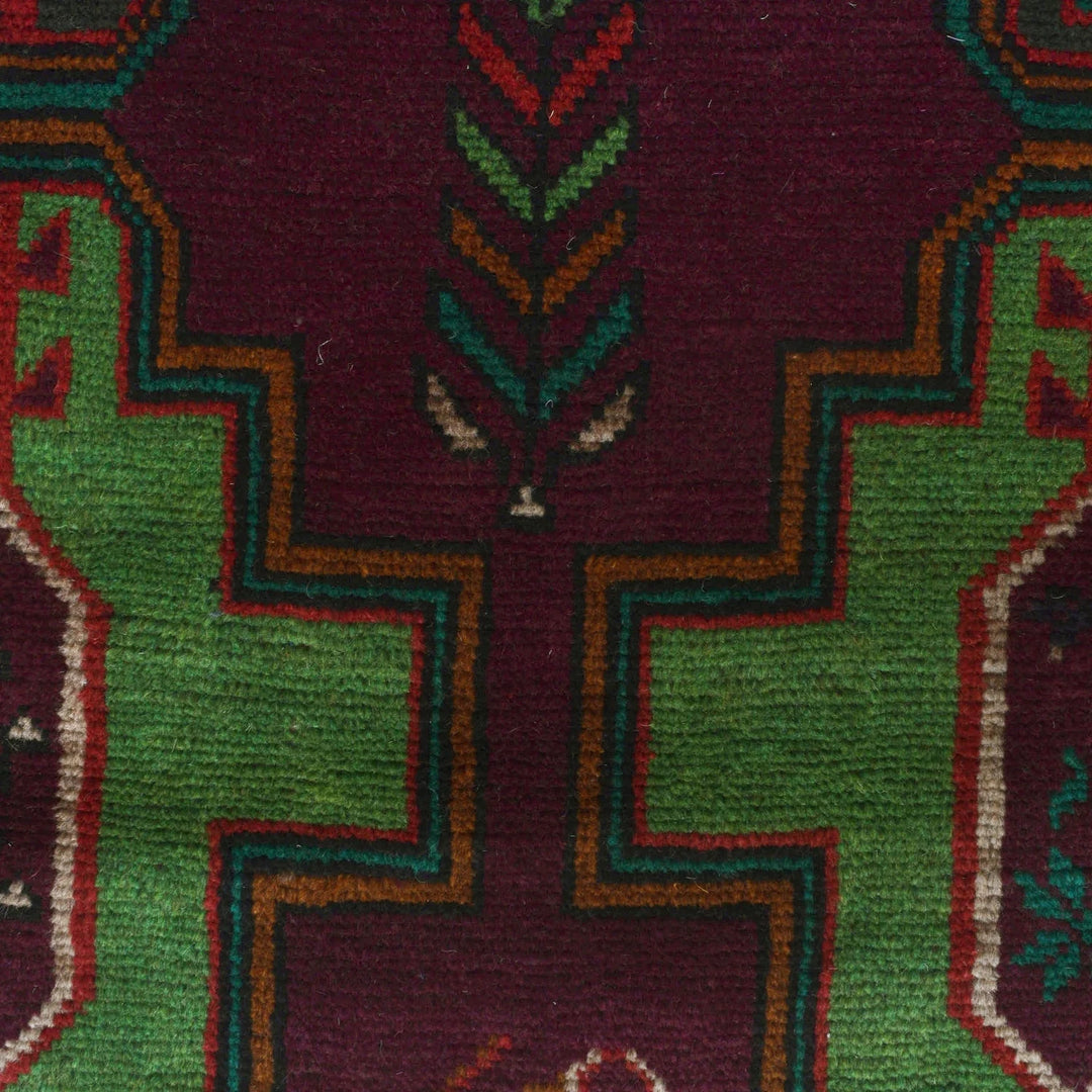 Purple Afghan Baluchi Rug 4' 1" x 6' 6" Hand-Knotted | No. AL54632