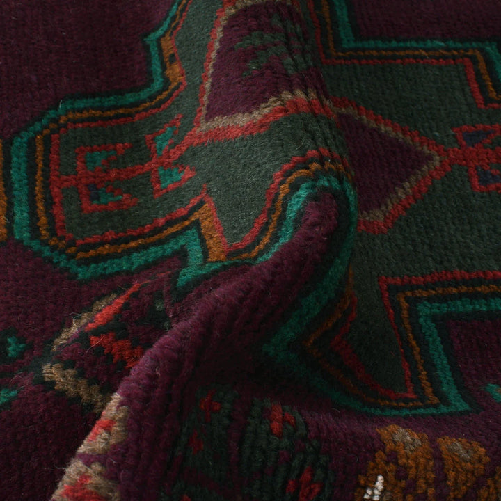 Purple Afghan Baluchi Rug 4' 1" x 6' 6" Hand-Knotted | No. AL54632