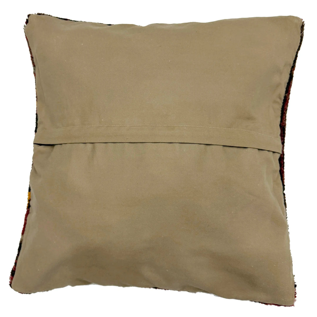 Brown Afghan Overdye Cushion Cover 1' 5" x 1' 5" Hand-Knotted | No. AL546461