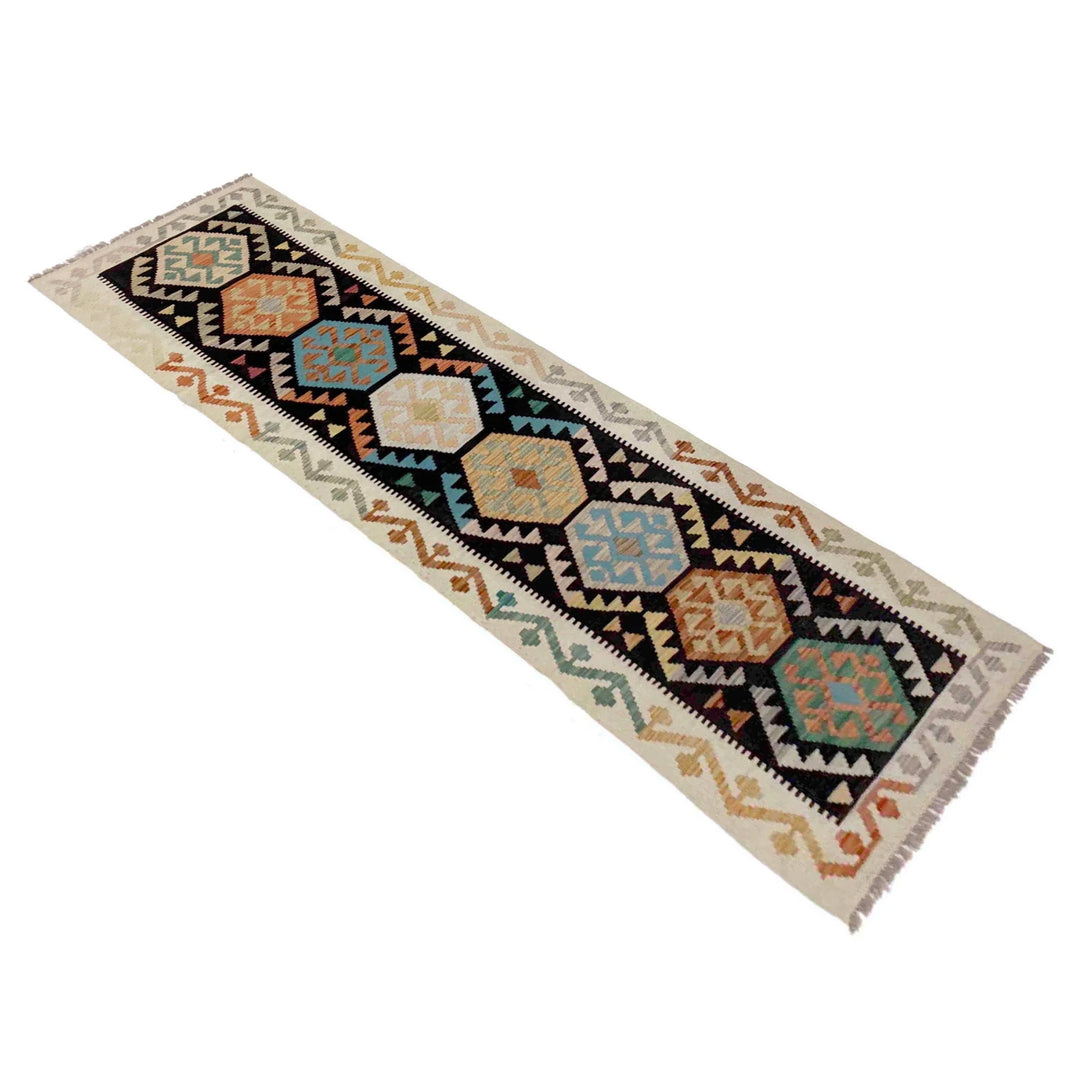 Afghan Vegetable Kilim Rug 2' 7" x 9' 10" Flat-Weave | No. AL546529