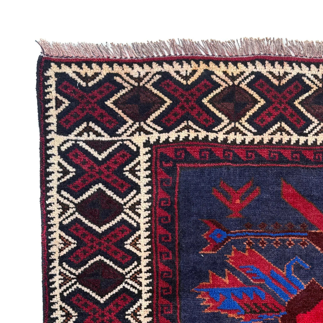 Afghan Baluchi Rug 4' 0" x 5' 6" Hand-Knotted | No. AL54676