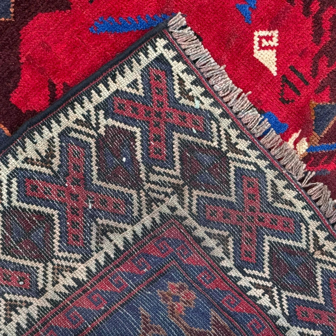 Afghan Baluchi Rug 4' 0" x 5' 6" Hand-Knotted | No. AL54676