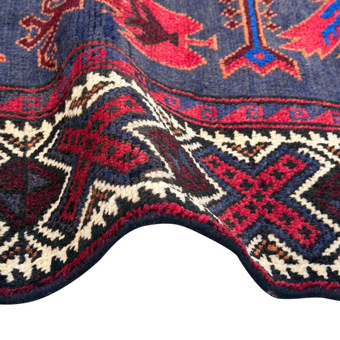 Afghan Baluchi Rug 4' 0" x 5' 6" Hand-Knotted | No. AL54676