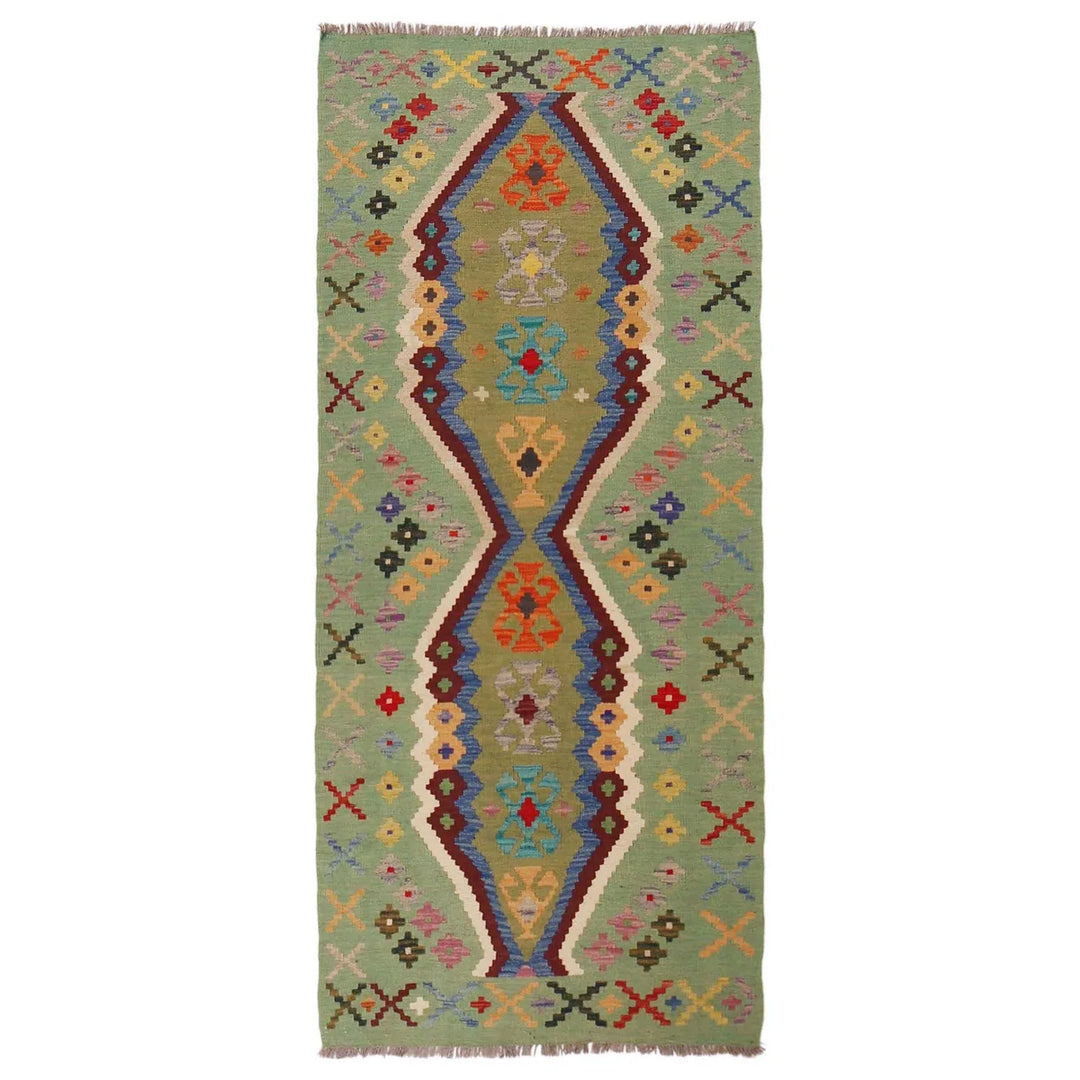 Afghan Vegetable Kilim Rug 2' 9" x 6' 6" Flat-Weave | No. AL54728