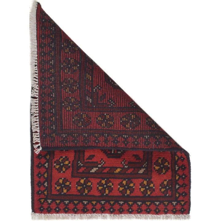 Red Afghan Oriental Rug 1' 7" x 2' 2" Hand-Knotted | No. AL54792