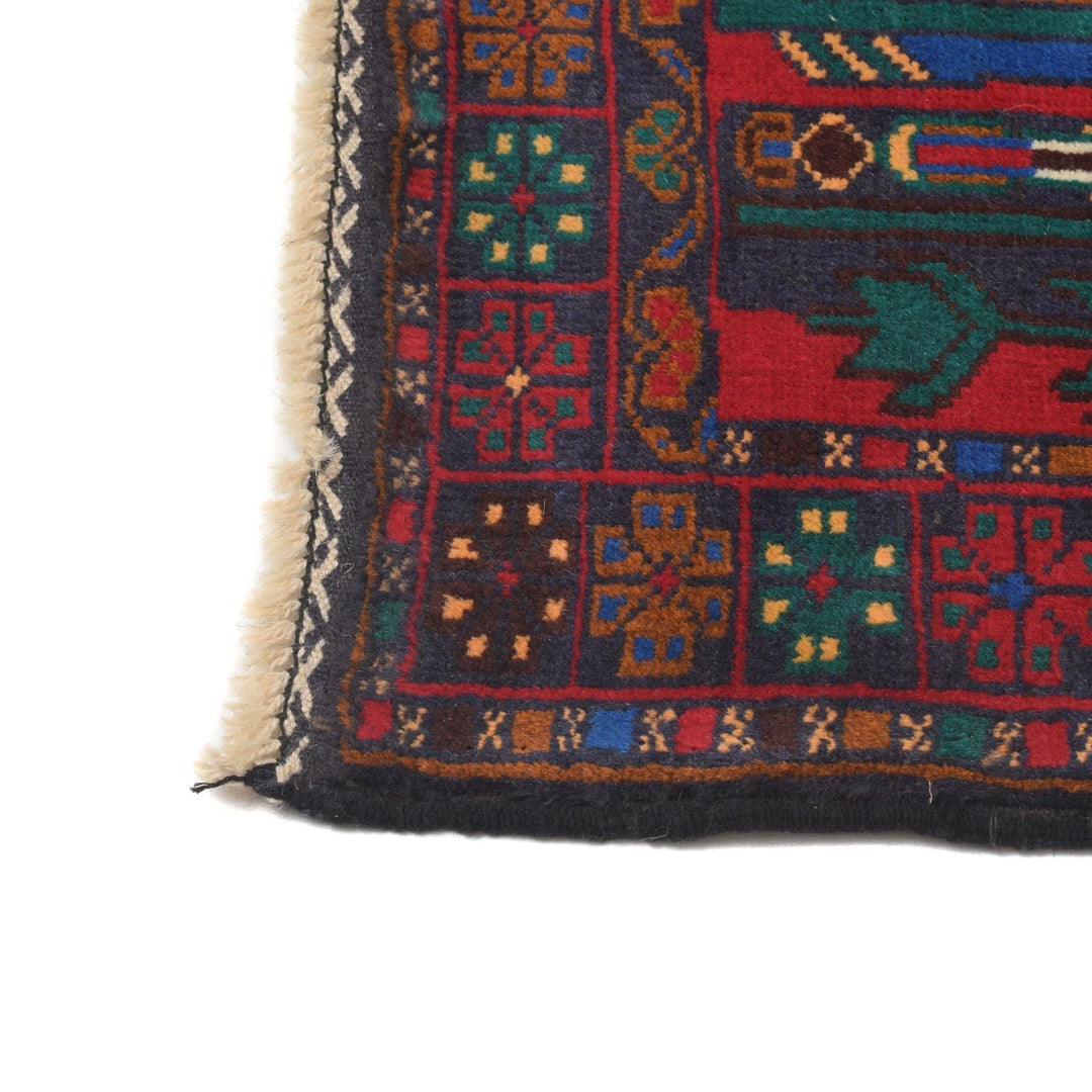 Red Afghan Baluchi Rug 2' 8" x 4' 7" Hand-Knotted | No. AL54808