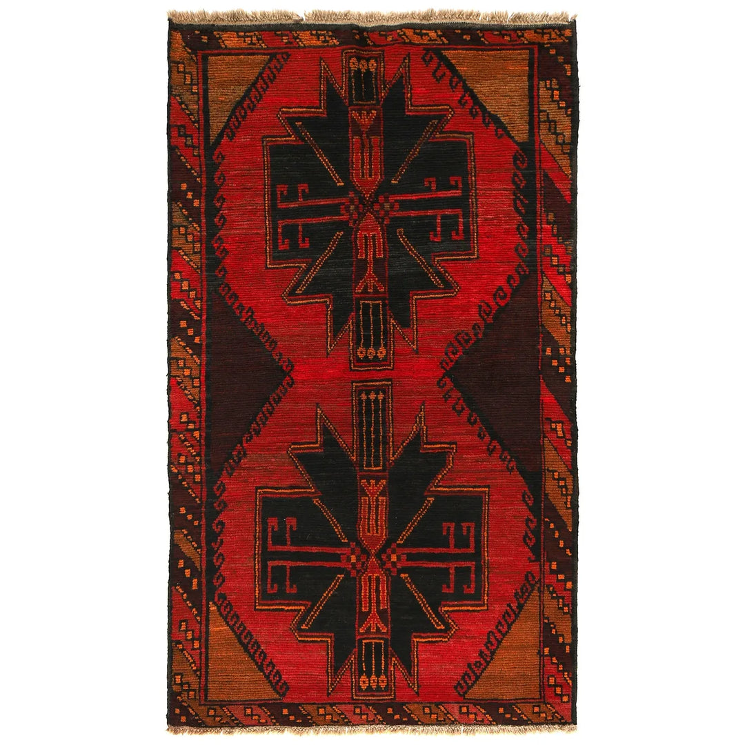 Afghan Baluchi Rug 3' 8" x 6' 8" Hand-Knotted | No. AL54830