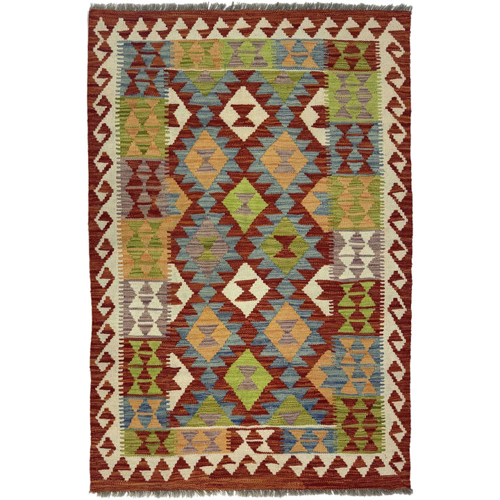 Afghan Kilim Rug 3' 5" x 5' 1" Flat-Weave | No. AL54848