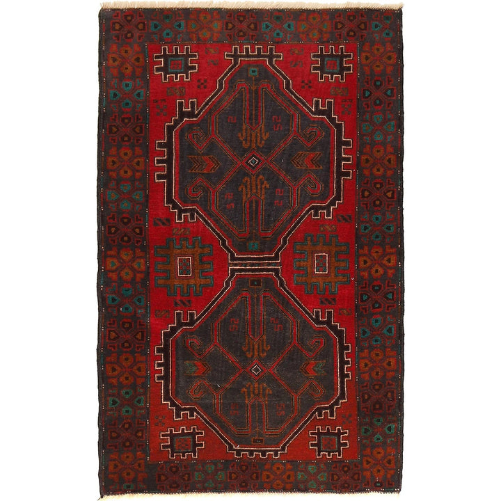 Afghan Baluchi Rug 2' 8" x 4' 8" Hand-Knotted | No. AL54867