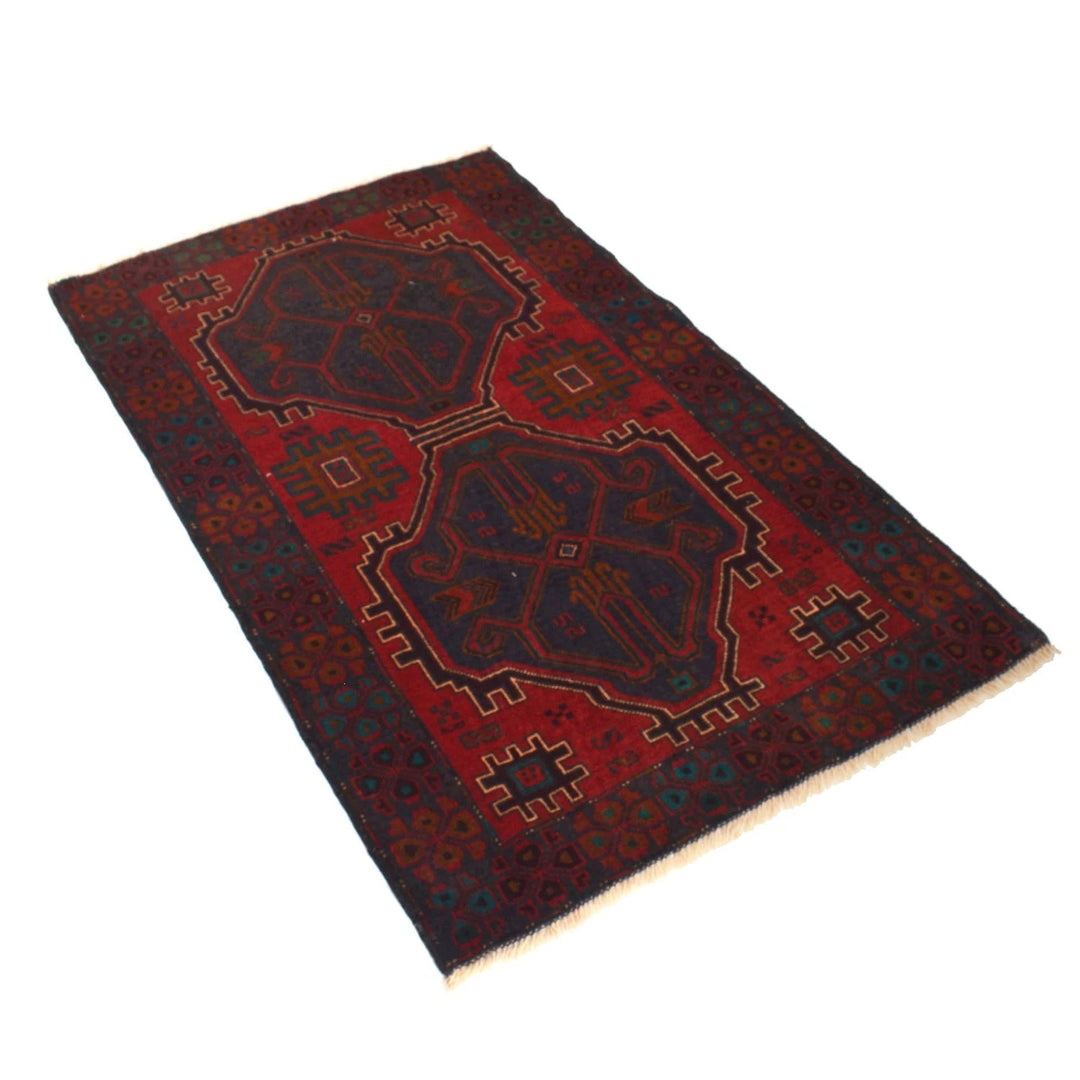 Afghan Baluchi Rug 2' 8" x 4' 8" Hand-Knotted | No. AL54867