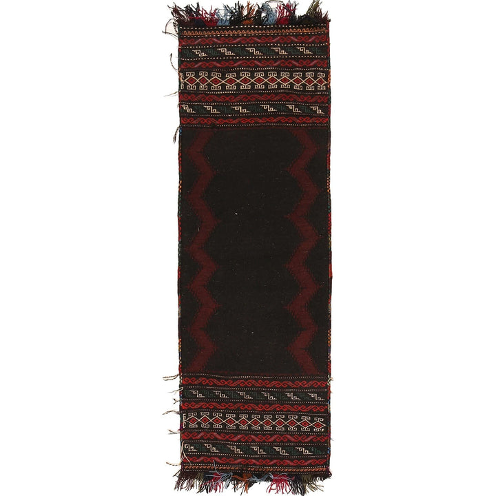 Black Afghan Sufra Kilem Runner 1' 10" x 5' 7" Flat-Weave | No. AL54887