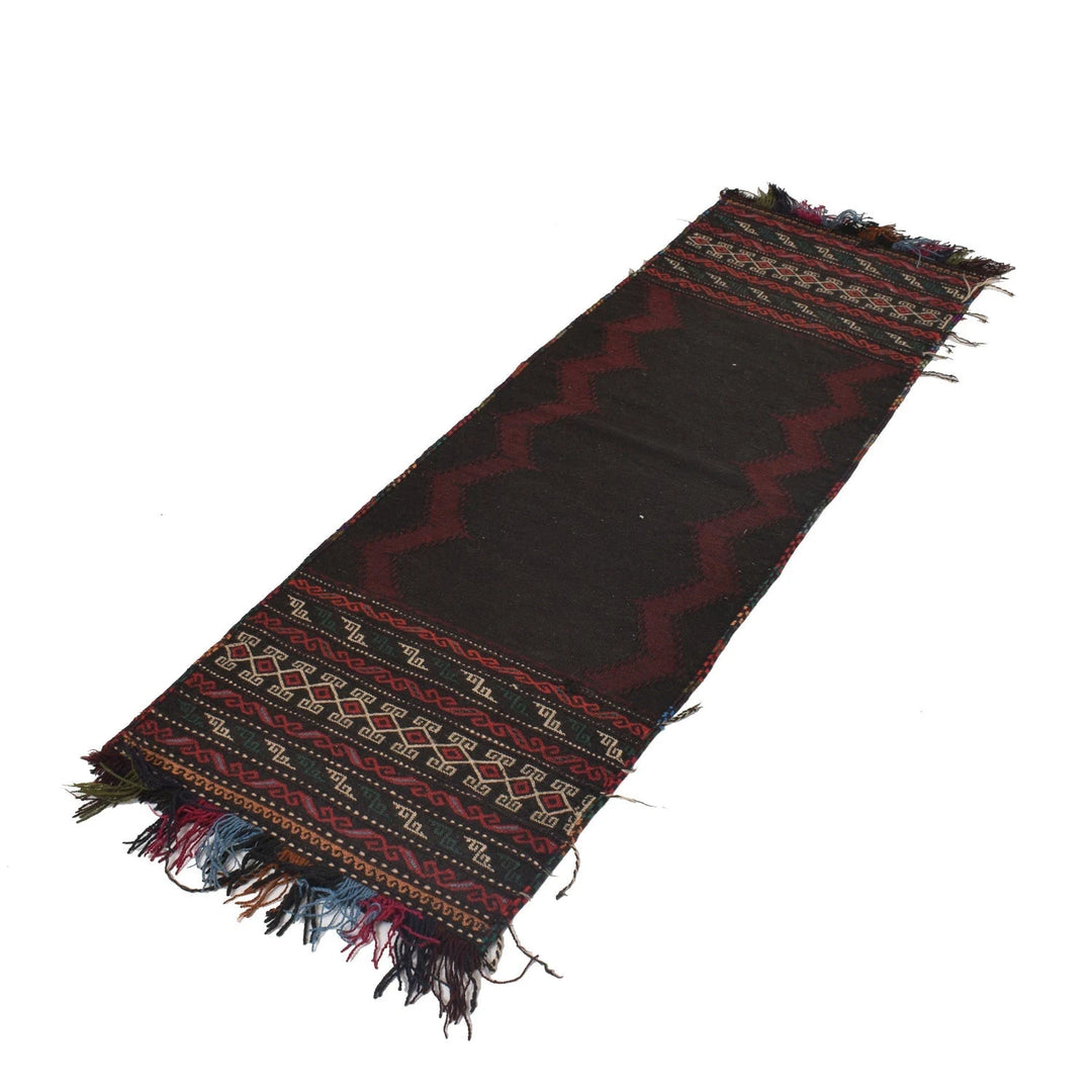 Black Afghan Sufra Kilem Runner 1' 10" x 5' 7" Flat-Weave | No. AL54887