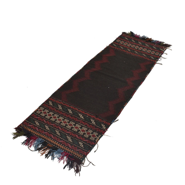 Black Afghan Sufra Kilem Runner 1' 10" x 5' 7" Flat-Weave | No. AL54887