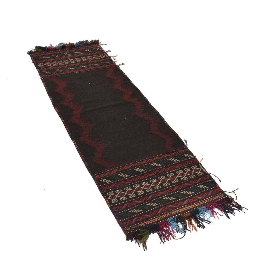 Black Afghan Sufra Kilem Runner 1' 10" x 5' 7" Flat-Weave | No. AL54887