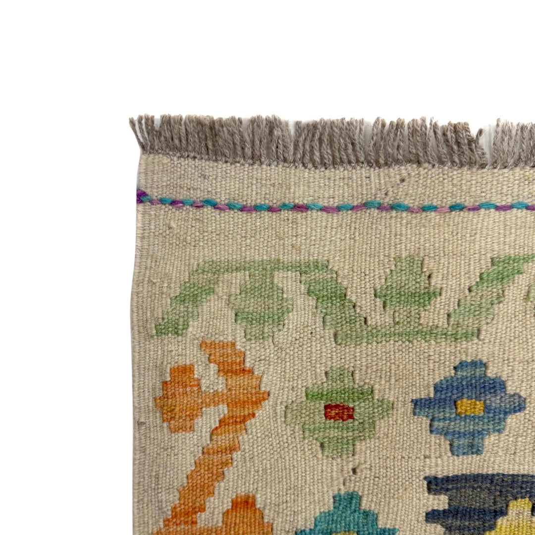 Multicolor Afghan Vegetable Kilim Rug 3' 3" x 4' 11" Flat-Weave | No. AL54926