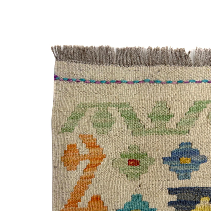 Multicolor Afghan Vegetable Kilim Rug 3' 3" x 4' 11" Flat-Weave | No. AL54926