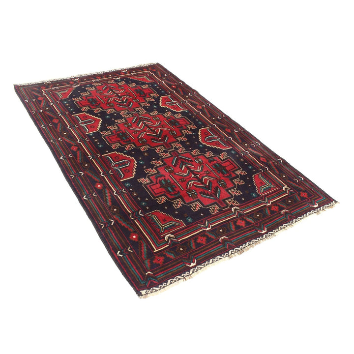 Afghan Baluchi Rug 4' 0" x 6' 5" Hand-Knotted | No. AL54960